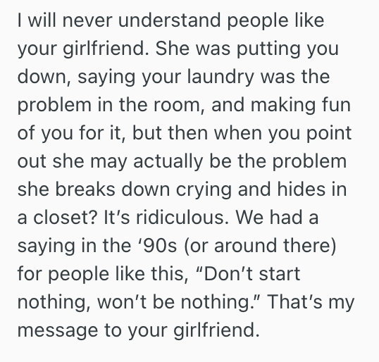 Screenshot 2025 06 18 at 1.10.24 PM Woman Made A Joke About Her Girlfriends Dirty Pile Of Laundry, But She Got Offended And Cried In The Closet